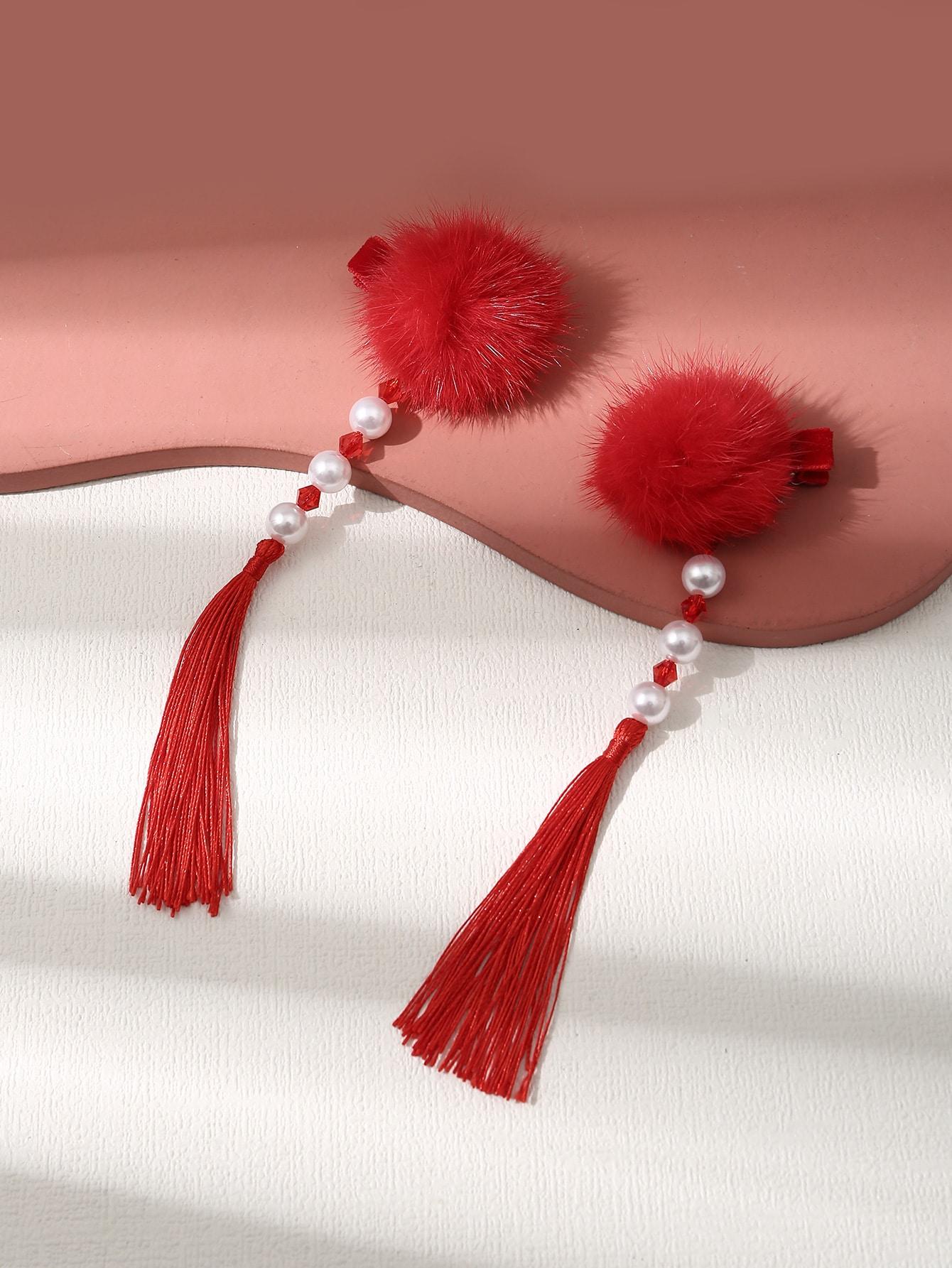 spinki do włosów pompon zdobienie 2-pack 