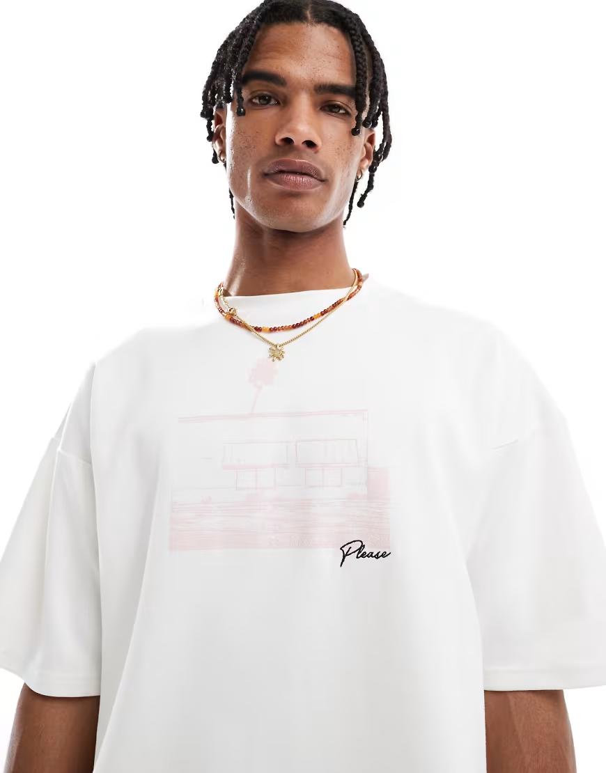 BIAŁY T-SHIRT NADRUK 