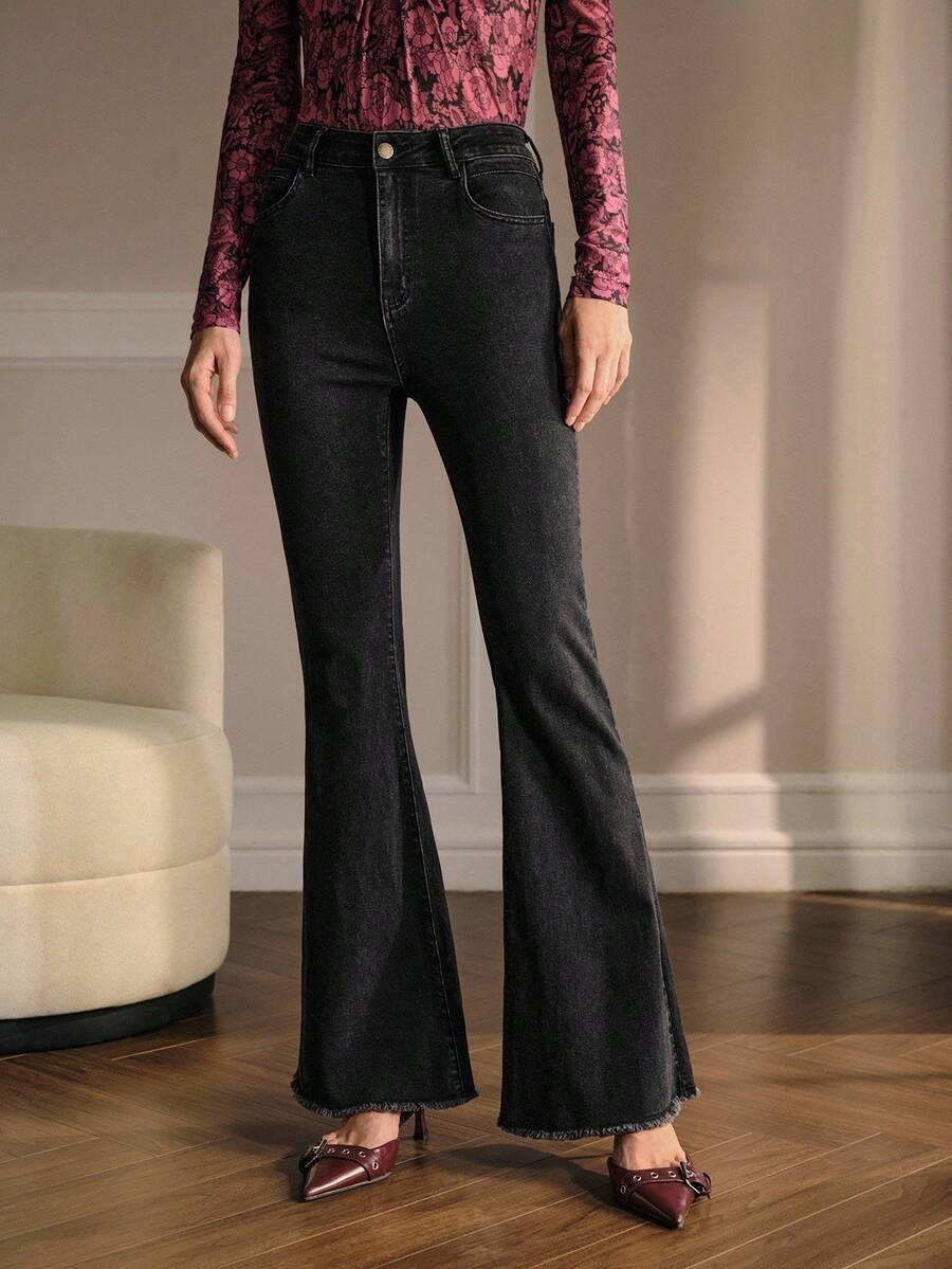 CZARNE SPODNIE JEANS 