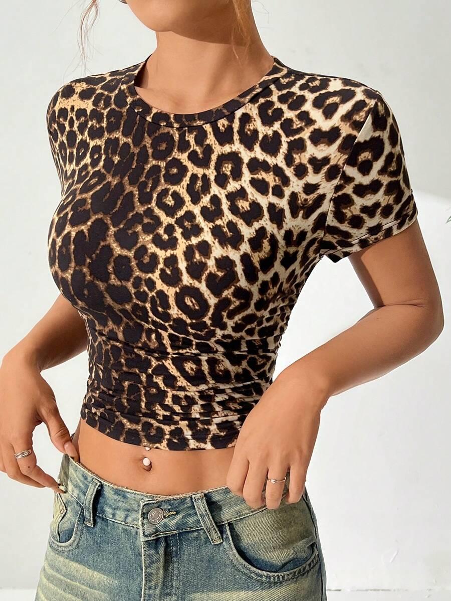 BRĄZOWY TOP ANIMAL PRINT
