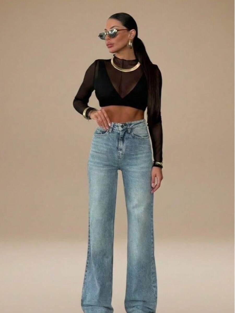 DAMSKIE JEANSY Z WYSOKIM STANEM 