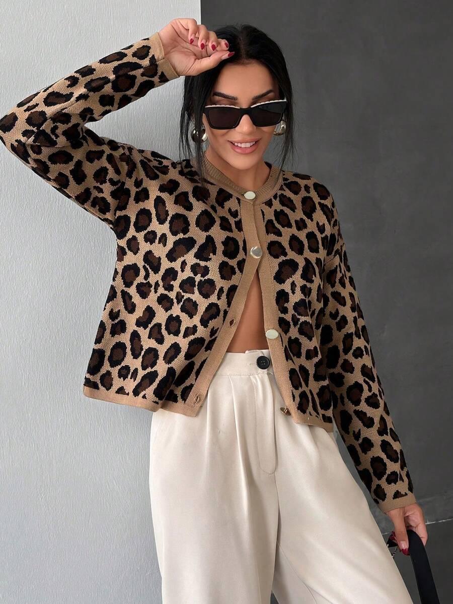 DZIANINOWY SWETER ANIMAL PRINT 