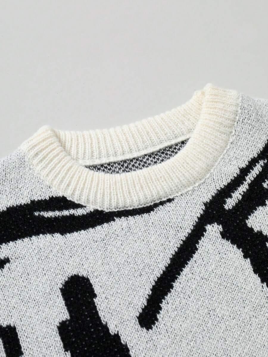 sweter wzór kontrast 