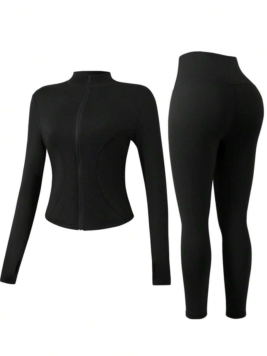 CZARNY KOMPLET BLUZA LEGGINSY