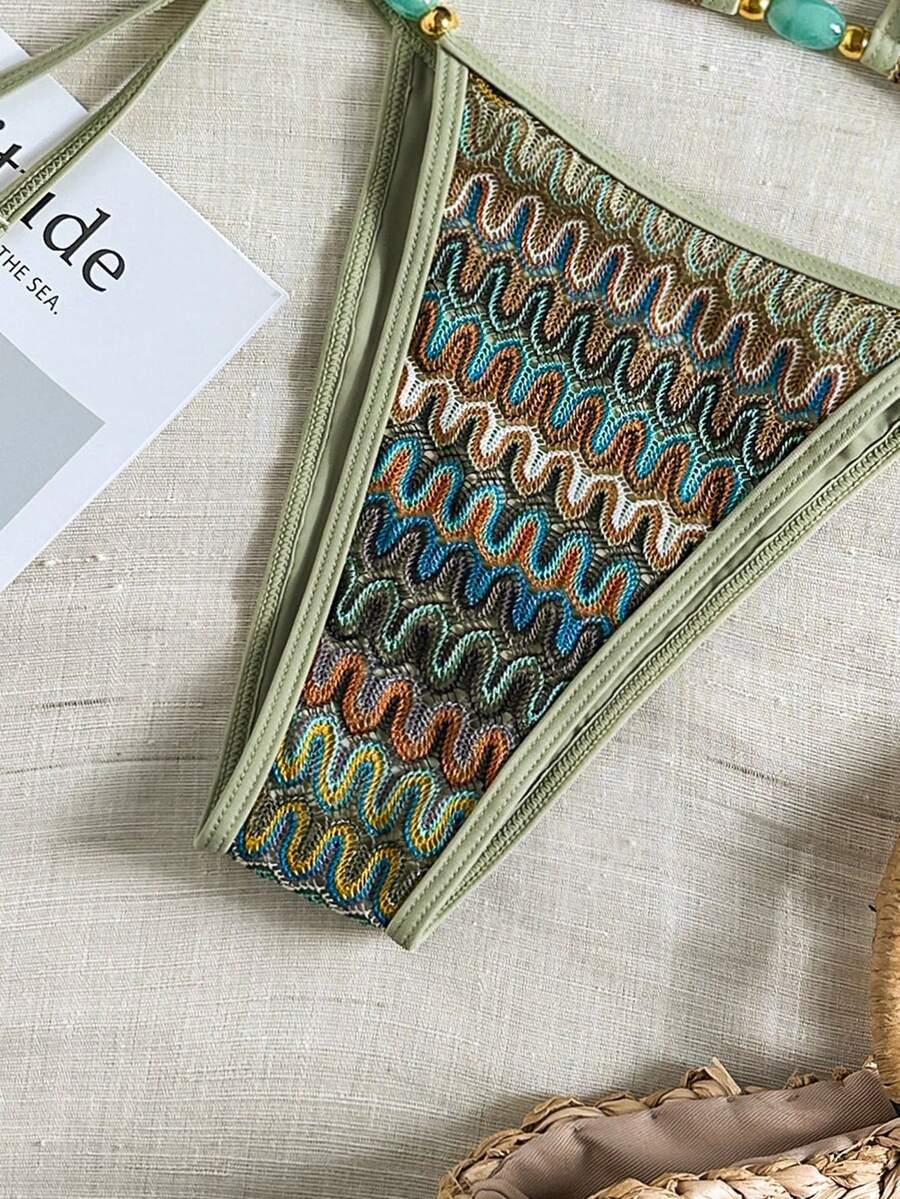 WIĄZANY DWUCZĘŚCIOWY STRÓJ KĄPIELOWY BOHO