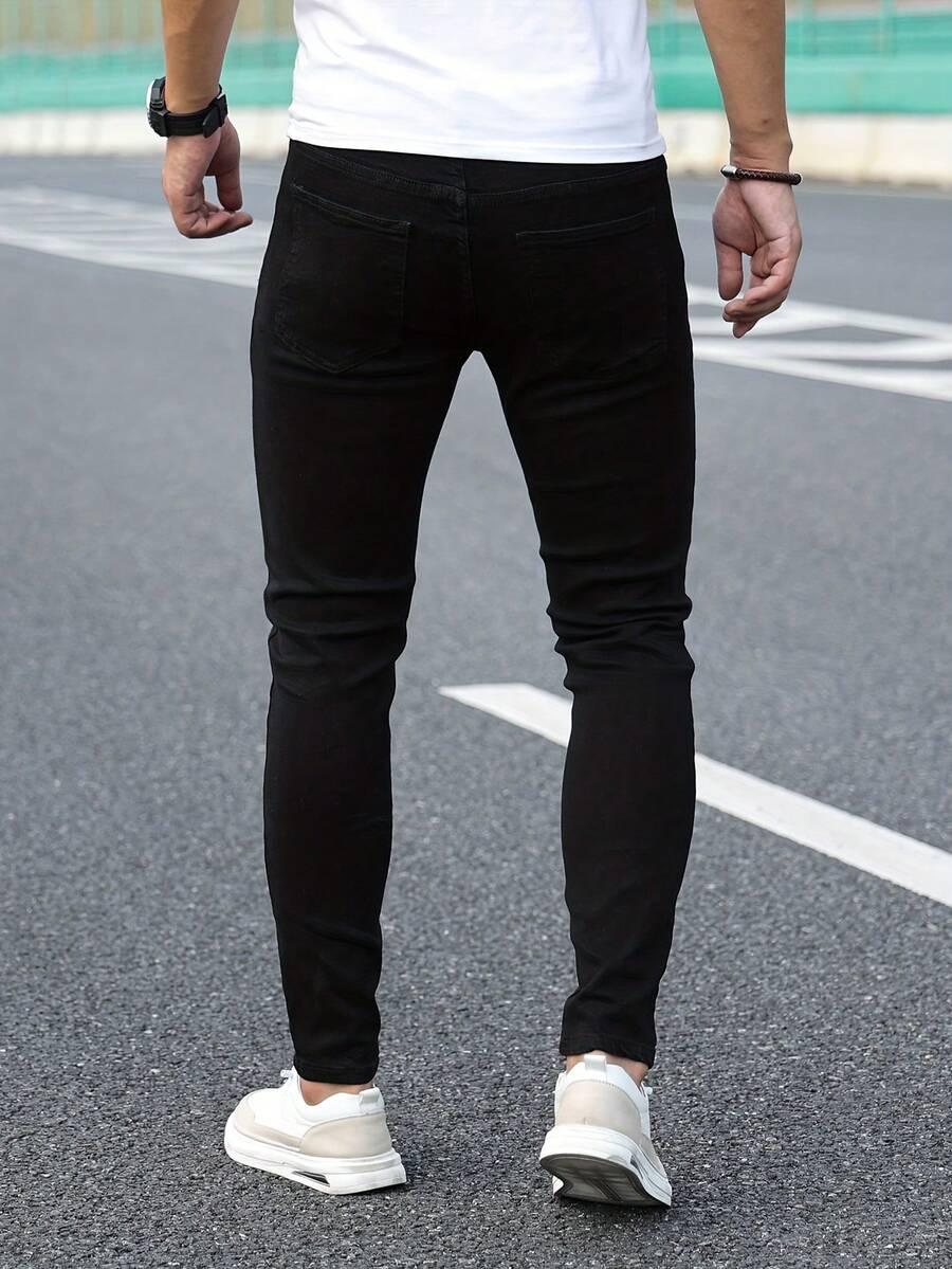 CZARNE OCIEPLANE SPODNIE JEANS