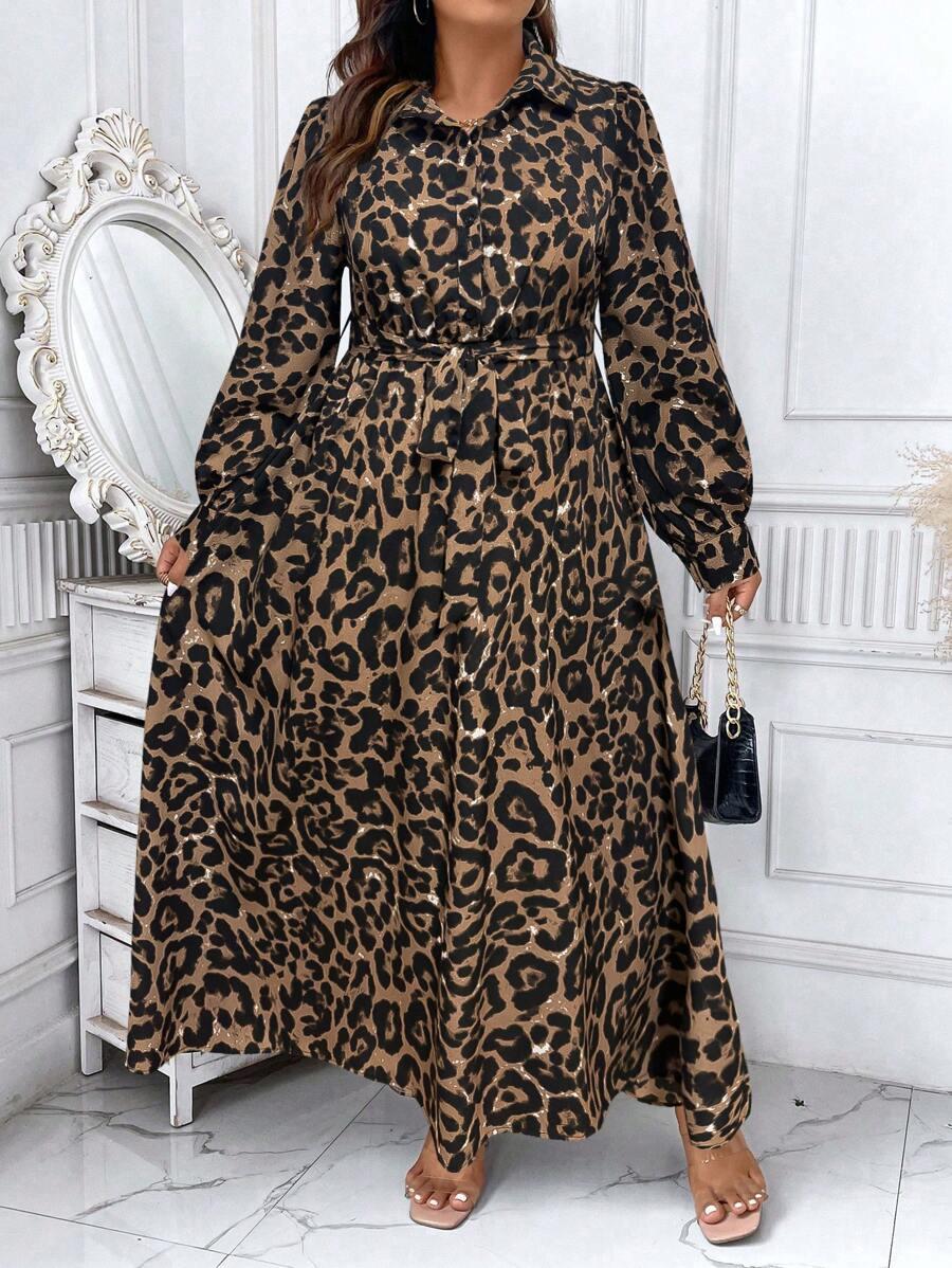 koszulowa maxi sukienka animal print