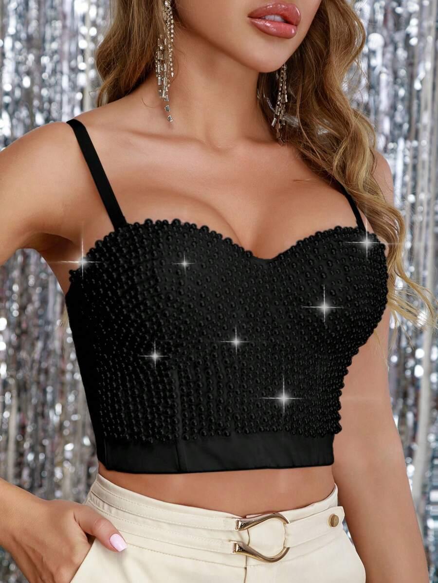 CZARNY TOP ZDOBIENIE