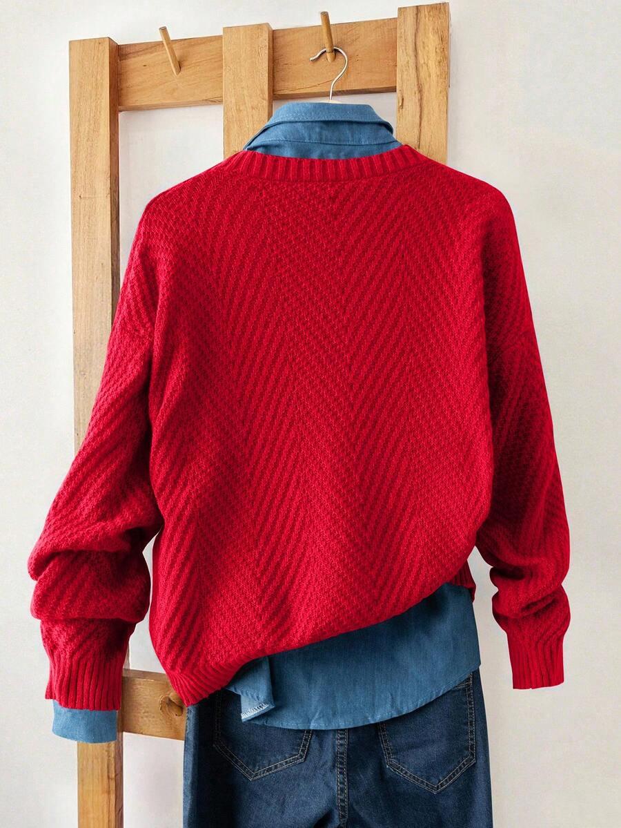 czerwony sweter dzianina
