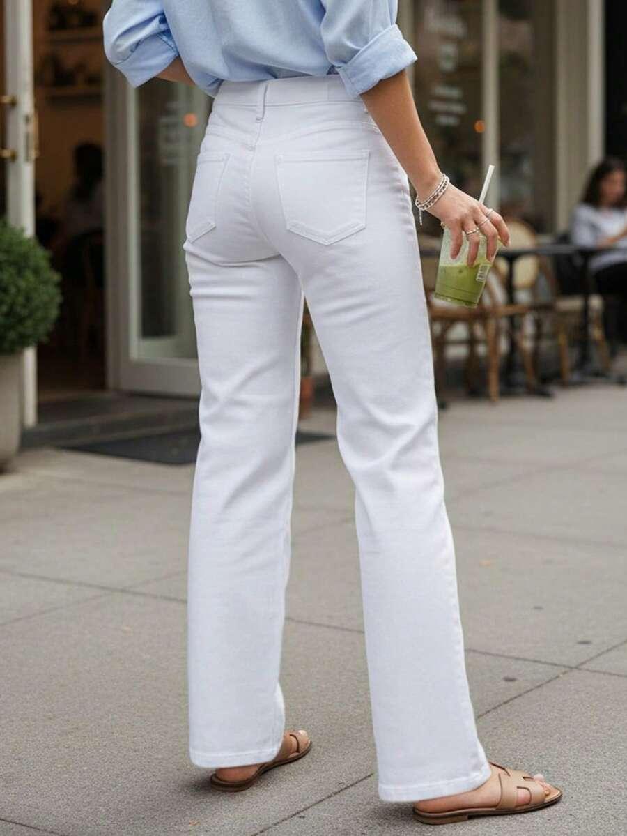 BIAŁE SPODNIE JEANS