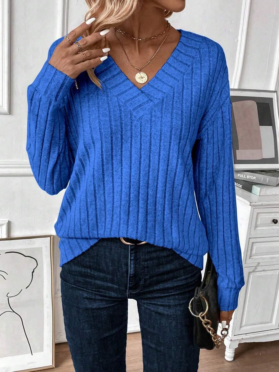 NIEBIESKA BLUZKA V-NECK