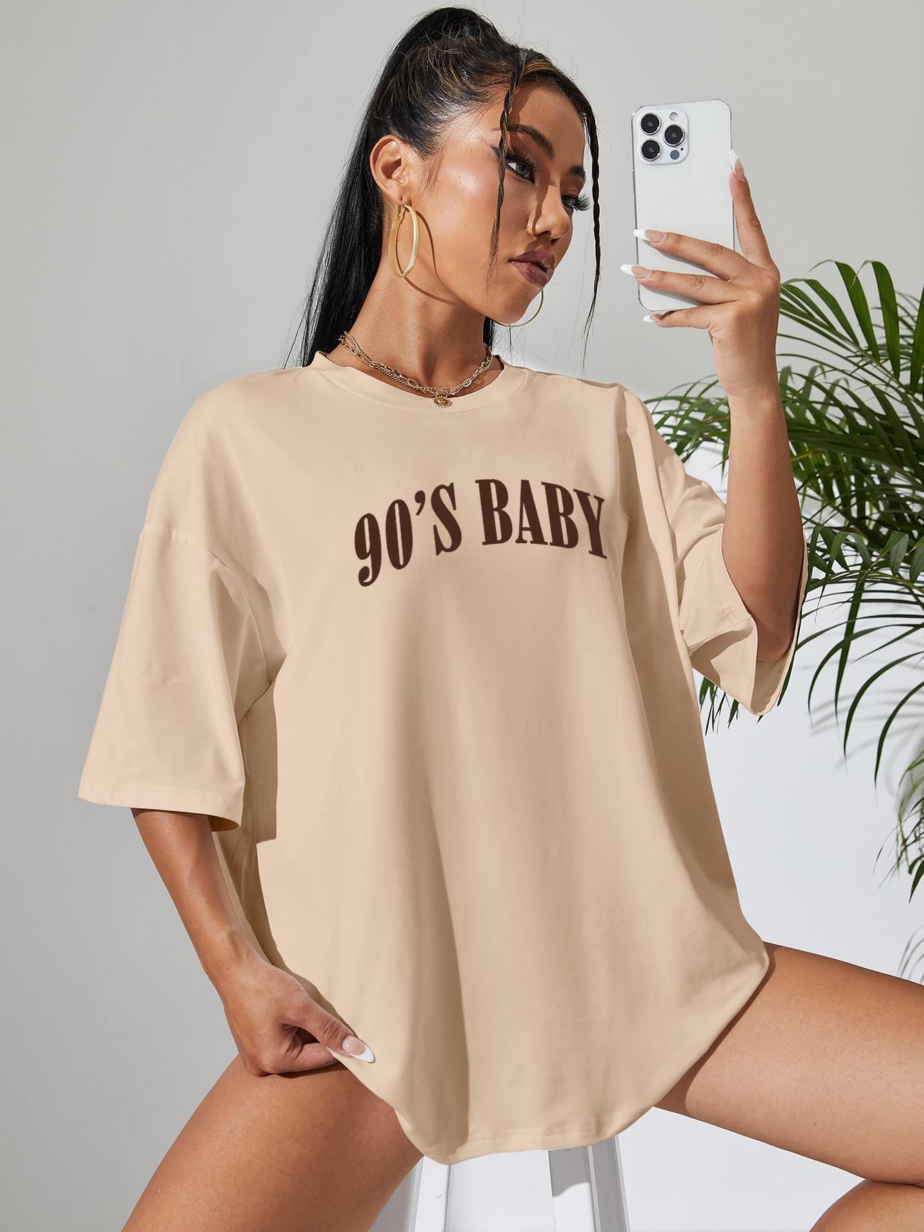 beżowy t-shirt print