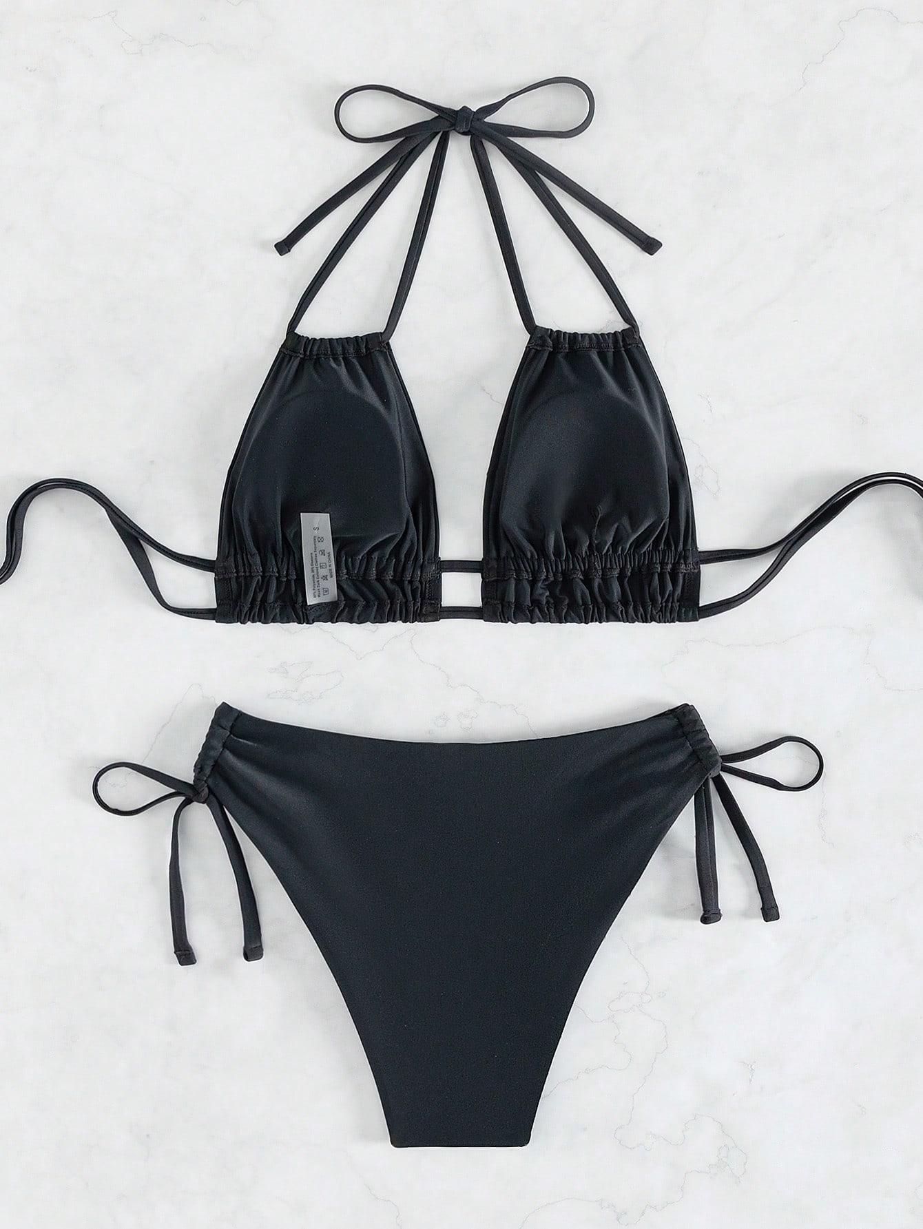 CZARNY KOMPLET BIKINI WIĄZANIE