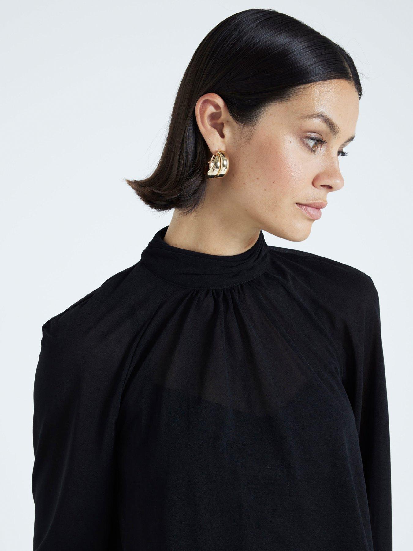 RIVER ISLAND SZYFONOWA BLUZKA ZE STÓJKĄ
