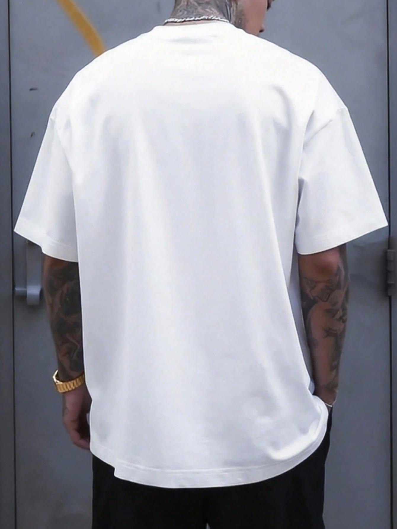 biały t-shirt napis
