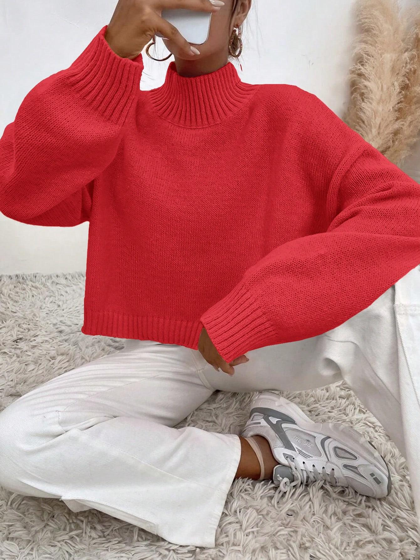 czerwony sweter stójka