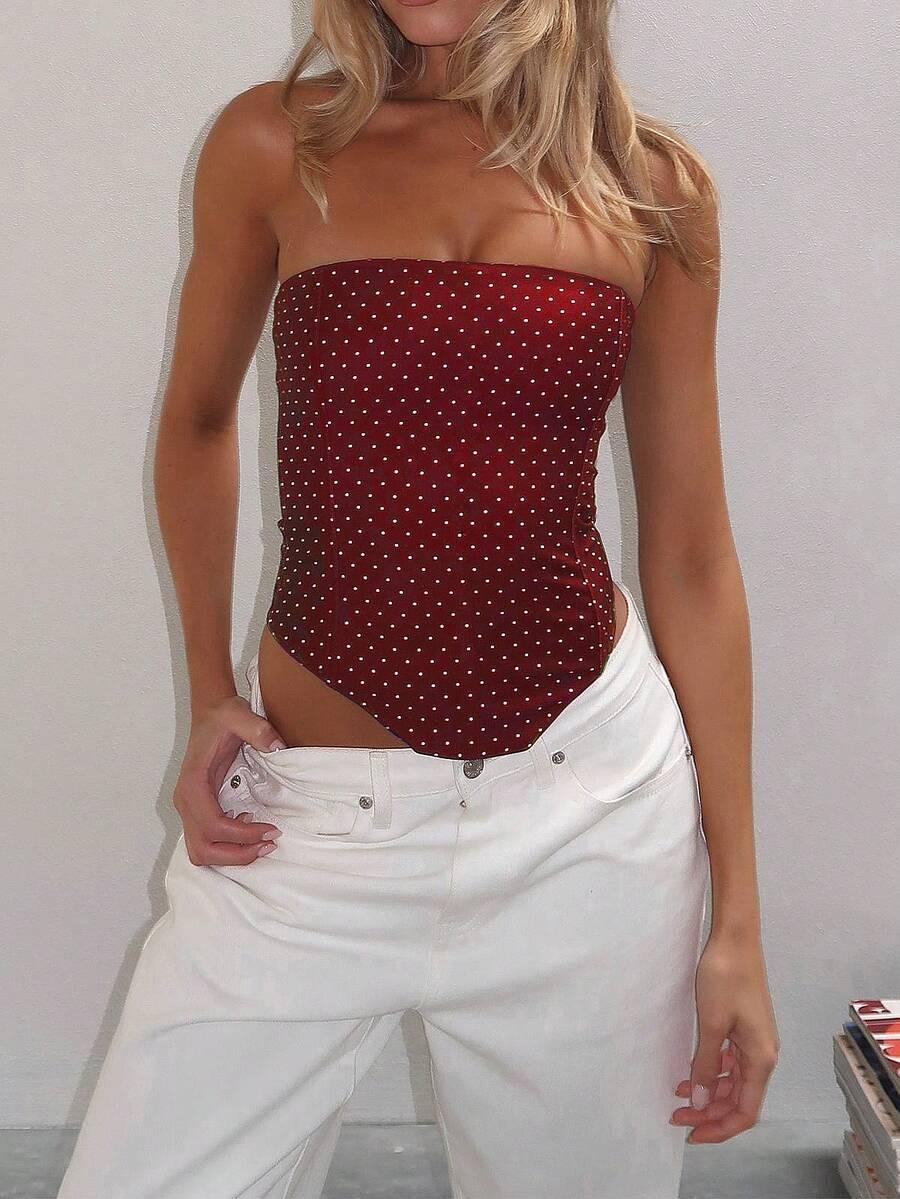 POMARAŃCZOWY TOP KROPKI