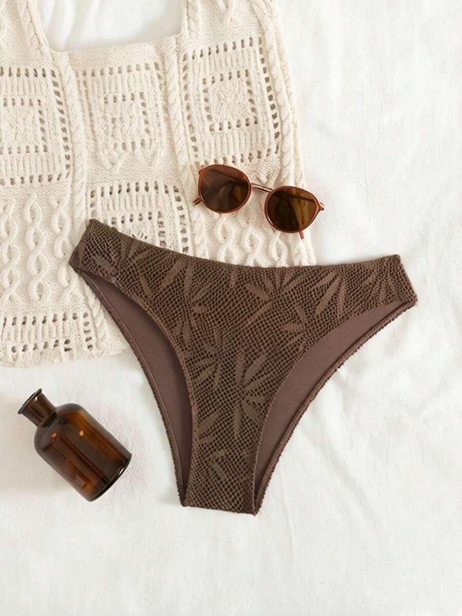 BRĄZOWY DÓŁ OD BIKINI TEKSTURA