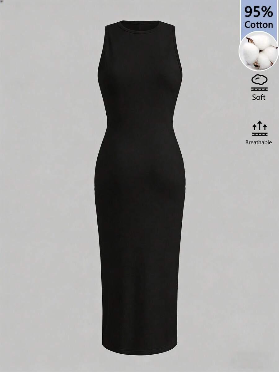 czarna midi sukienka casual
