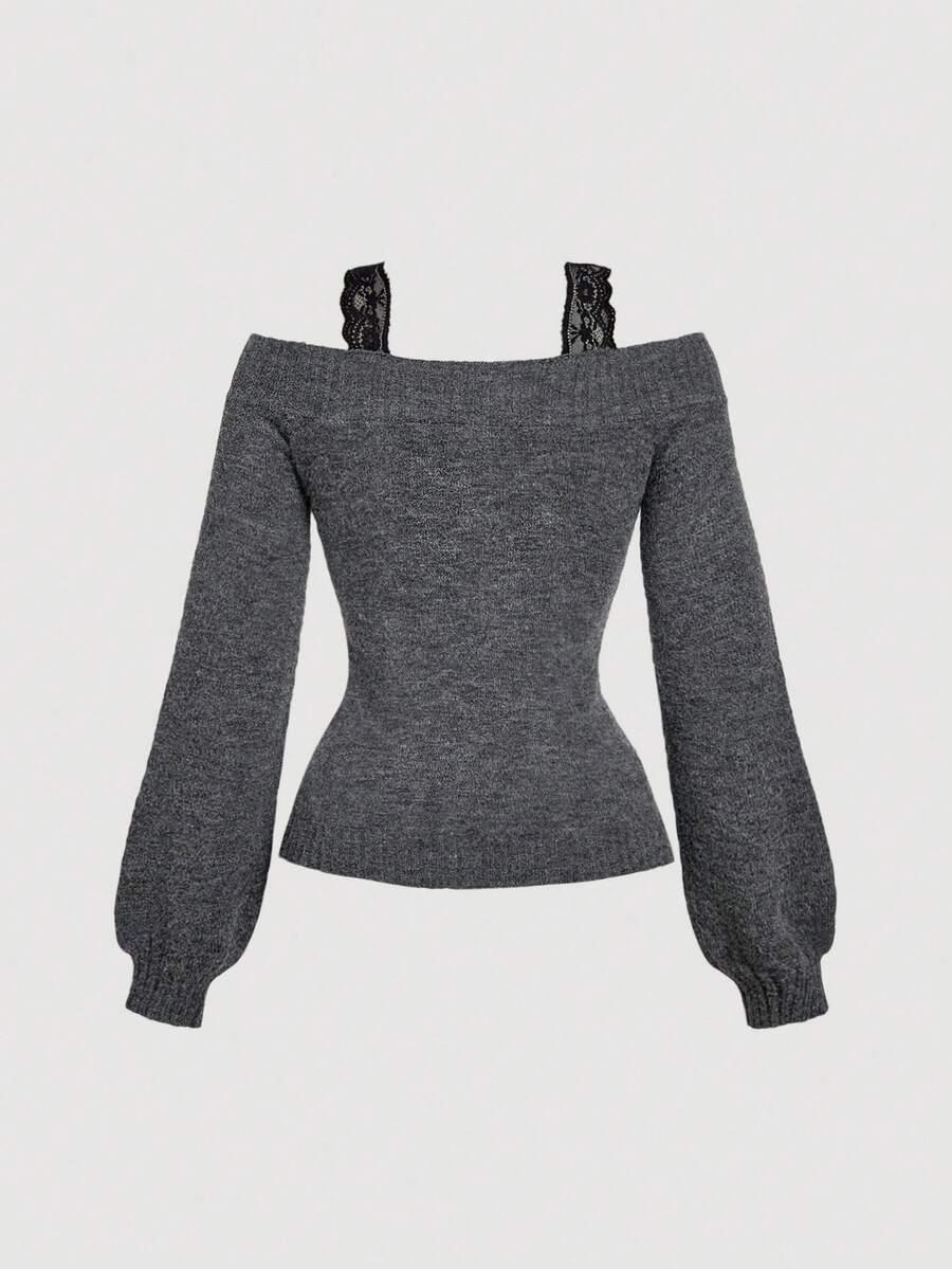 SZARY SWETER V NECK