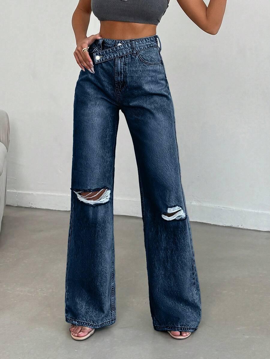 granatowe spodnie jeans 