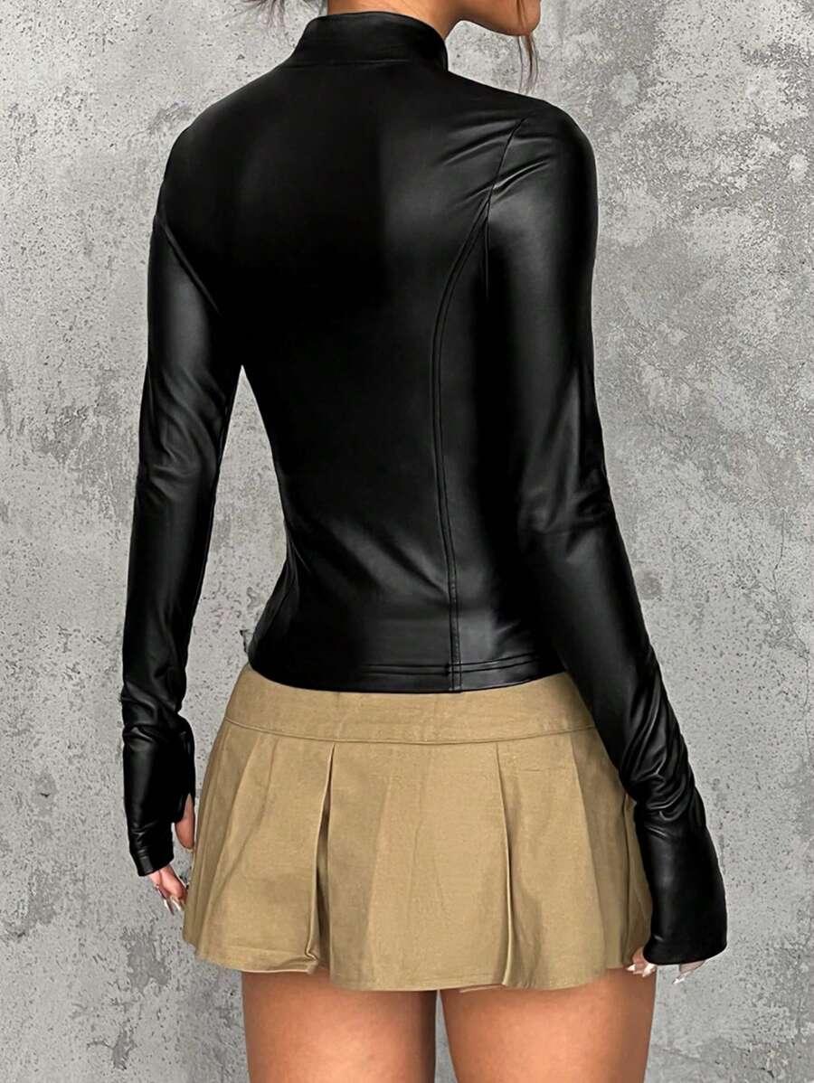 BLUZA IMITACJA SKÓRY ZAMEK
