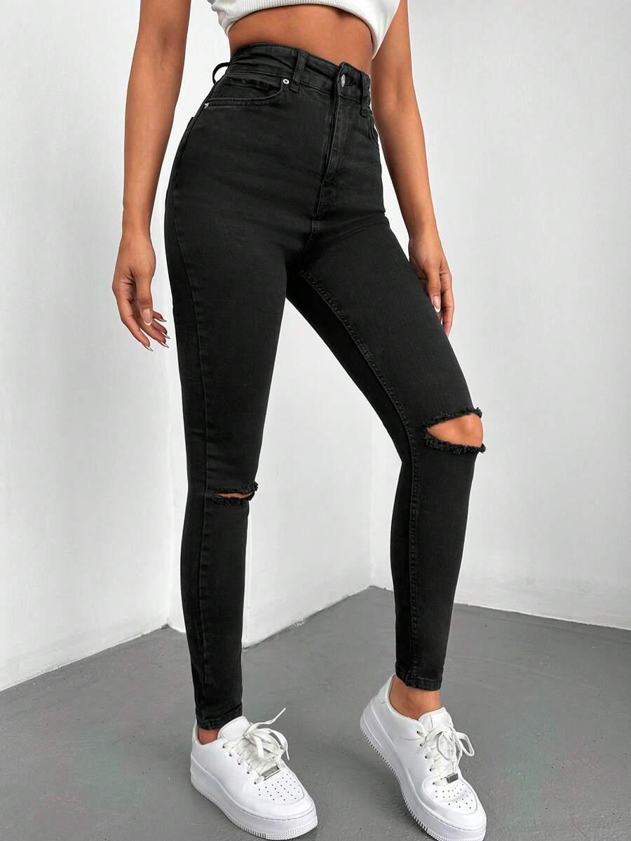 CZARNE SPODNIE JEANS