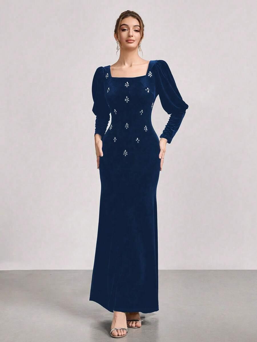SUKIENKA ELEGANCKA MAXI Z KRYSZTAŁKAMI