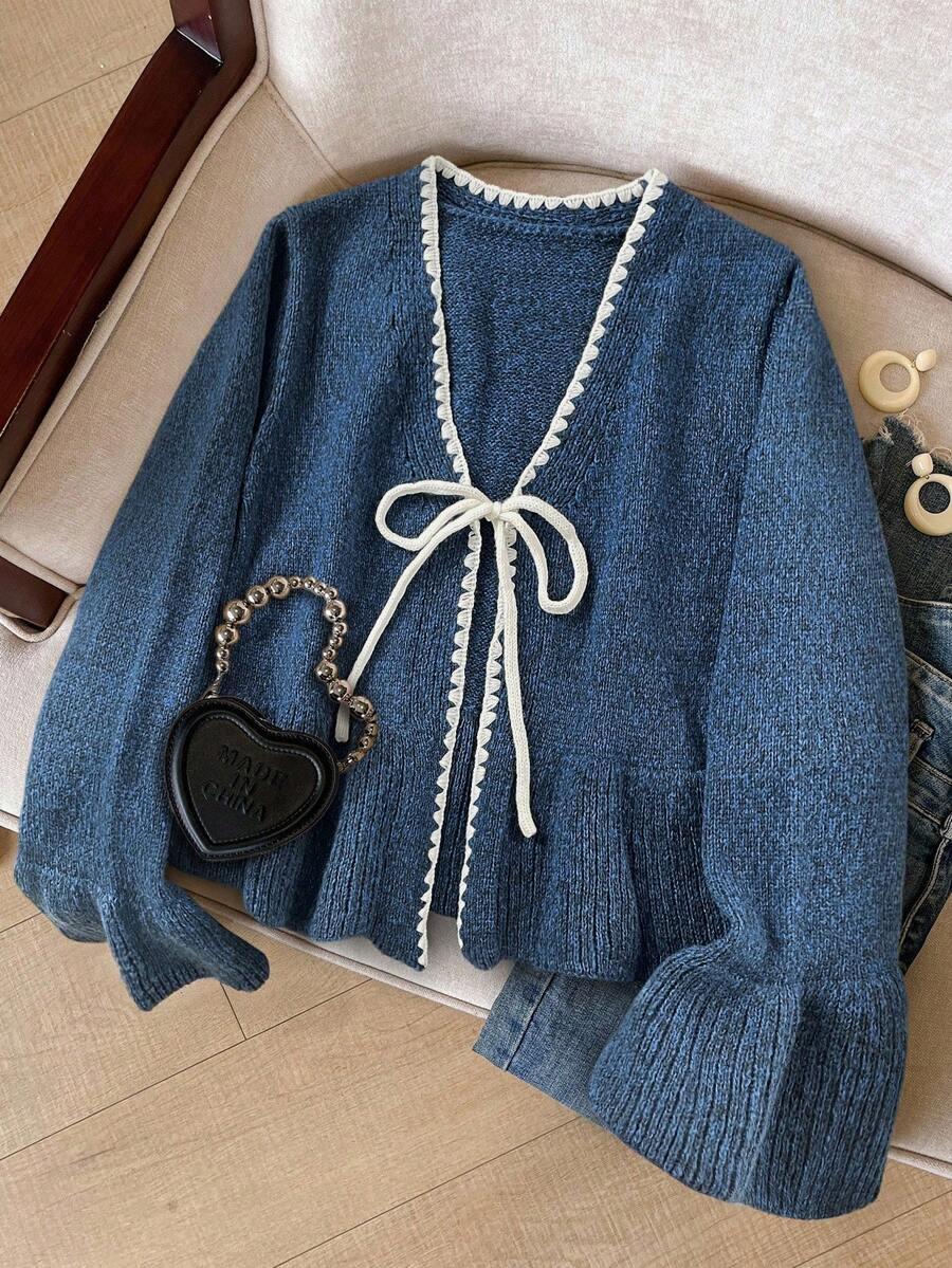 NIEBIESKI SWETER WIĄZANIE