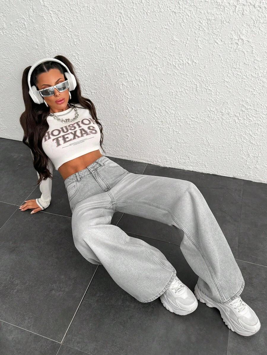 SZARE SPODNIE JEANS 