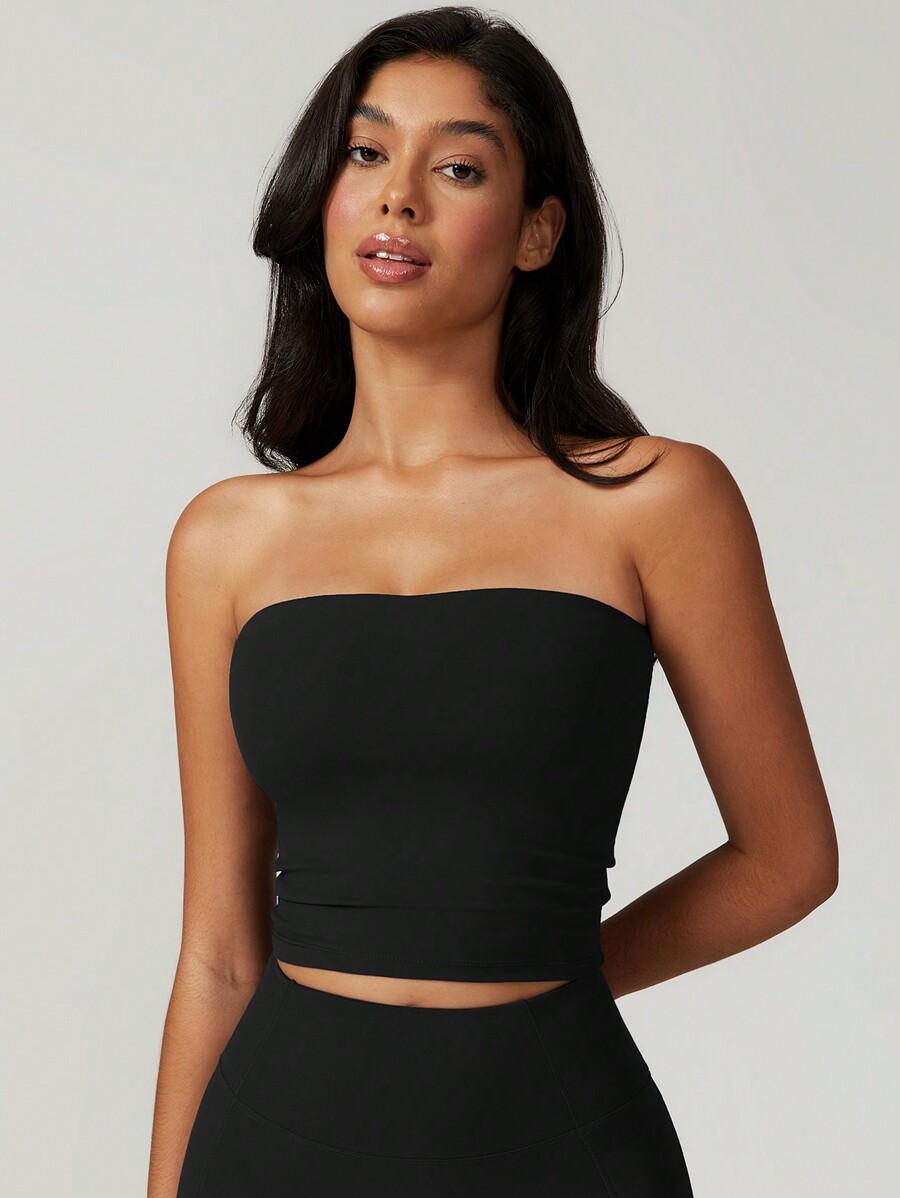 CZARNY CROP TOP SPORTOWY