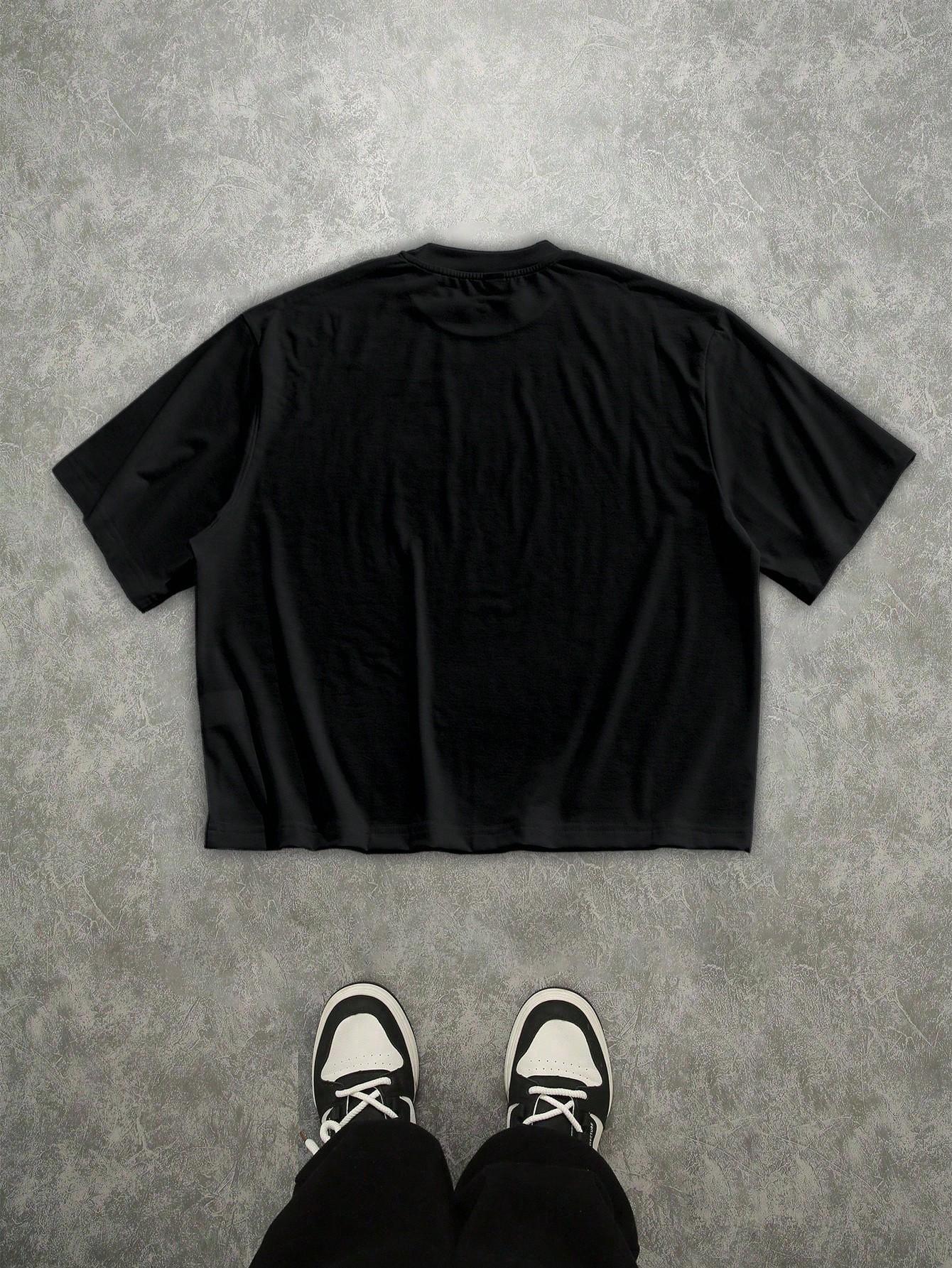 czarny t-shirt nadruk 