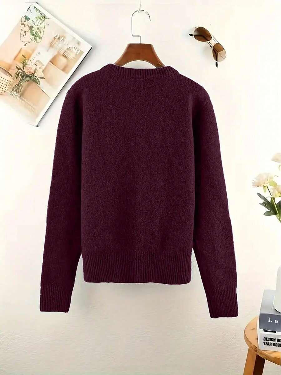 bordowy sweter guziki