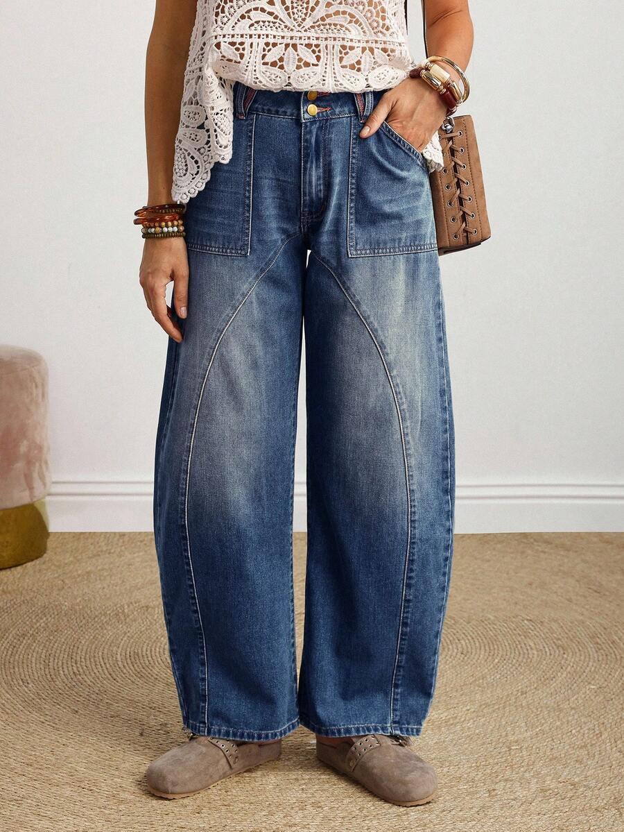 niebieskie spodnie jeans 