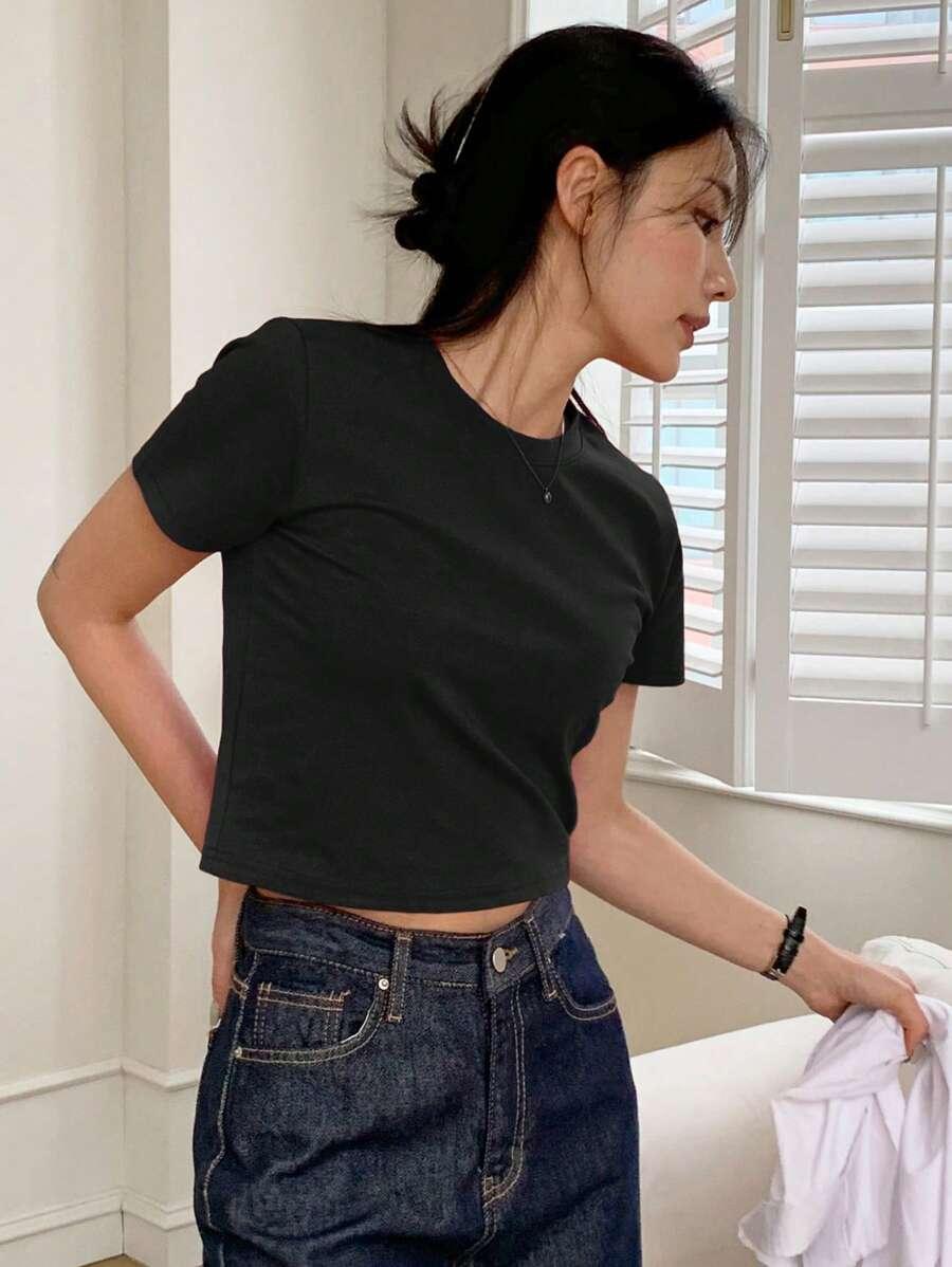 czarny t-shirt casual