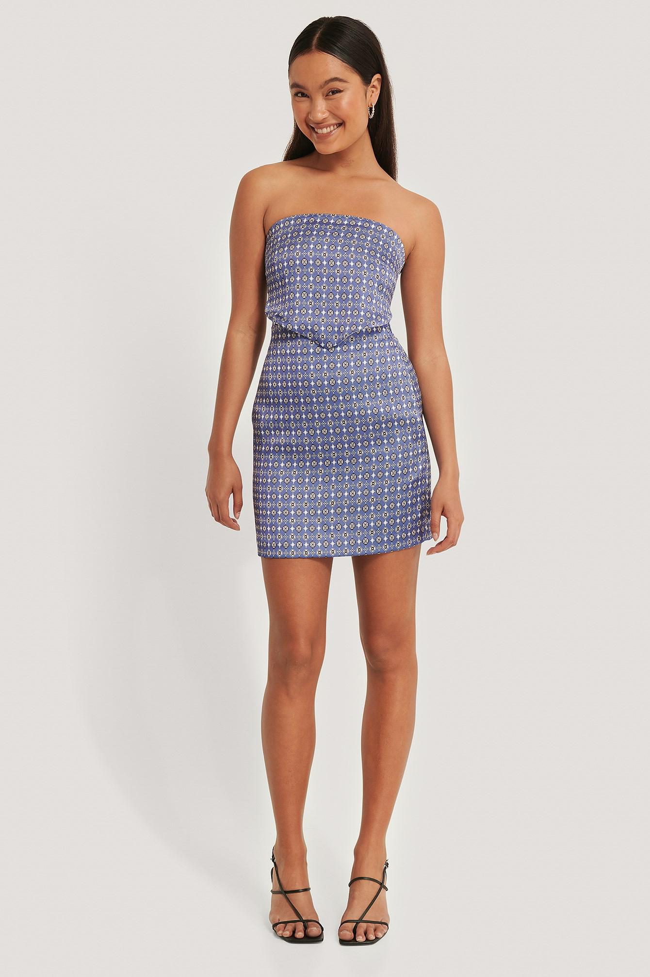 NIEBIESKI CROP TOP PRINT