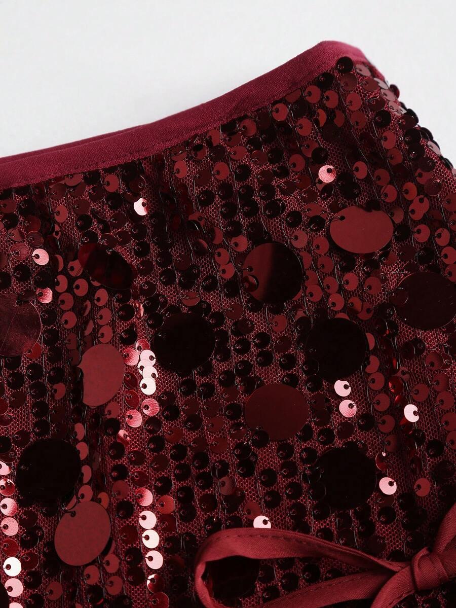 CZERWONE SPÓDNICO-SPODENKI CEKINY