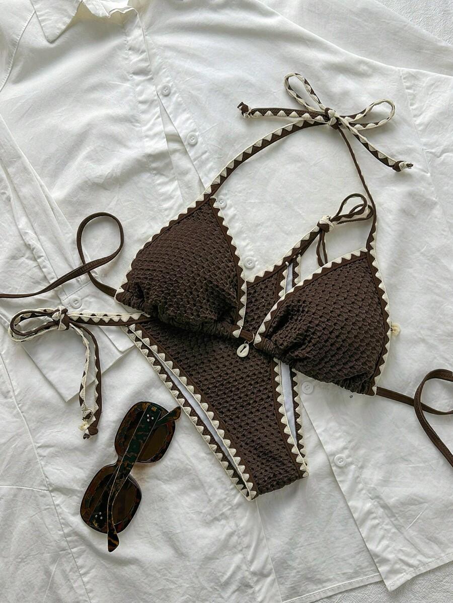 brązowy dół od bikini wiązanie