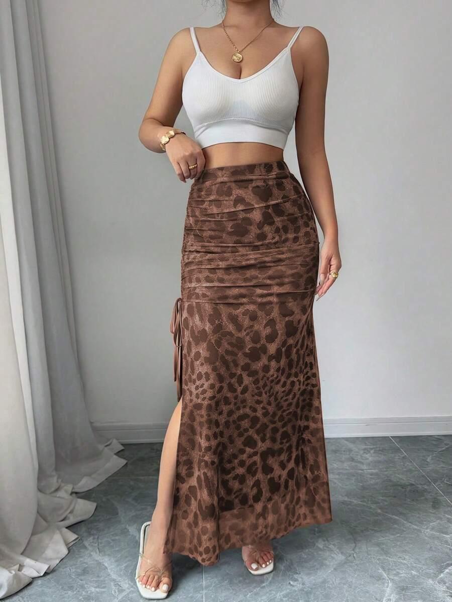 spódnica rozcięcie animal print