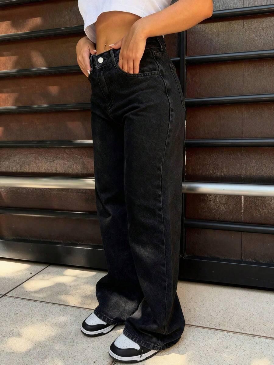 CZARNE SPODNIE JEANS
