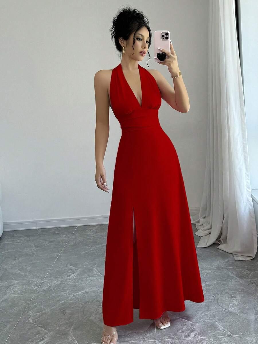 czerwona maxi sukienka