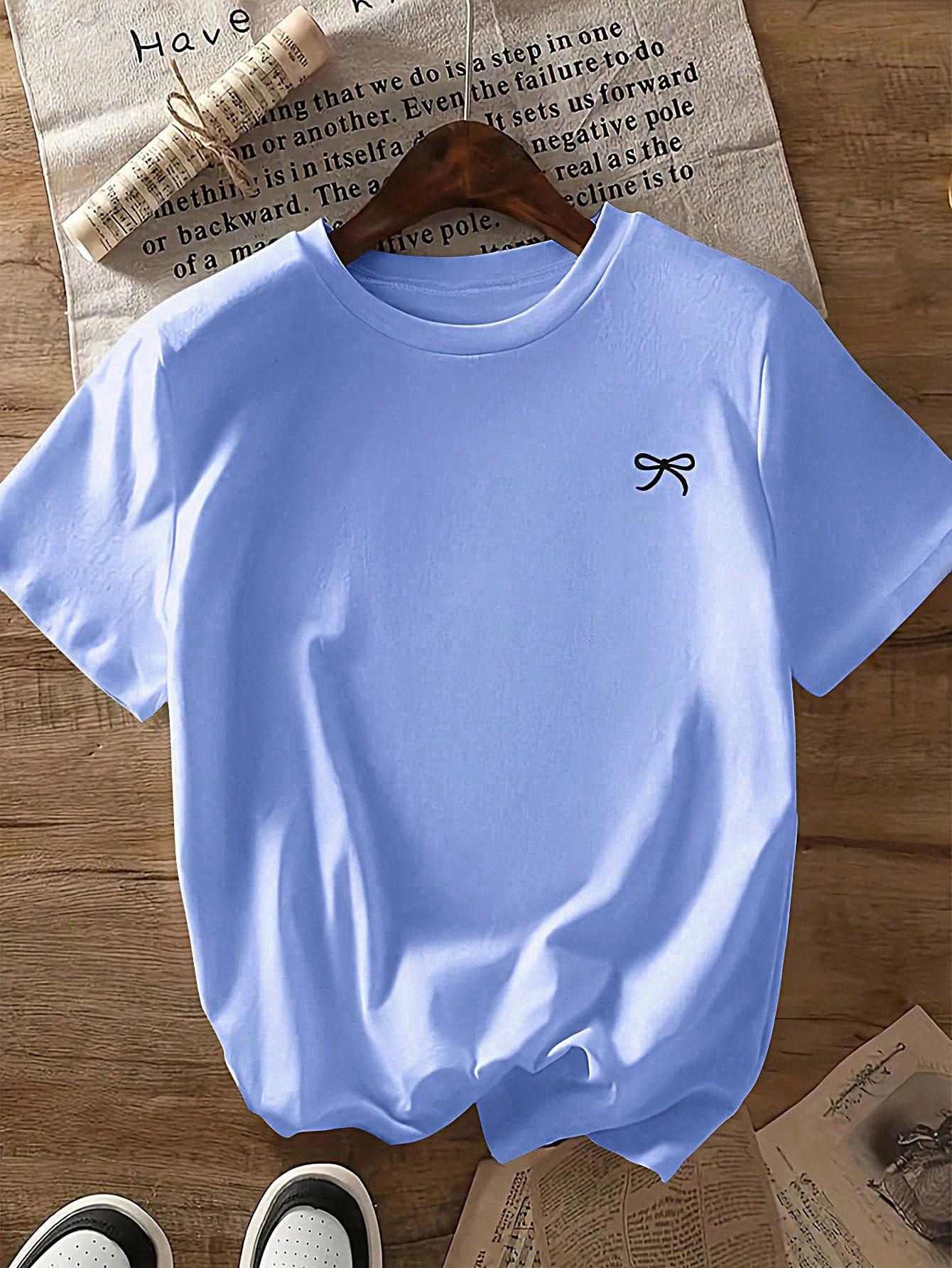 niebieski t-shirt kokarda