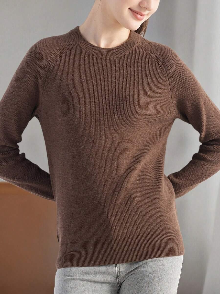 brązowy sweter z wełną