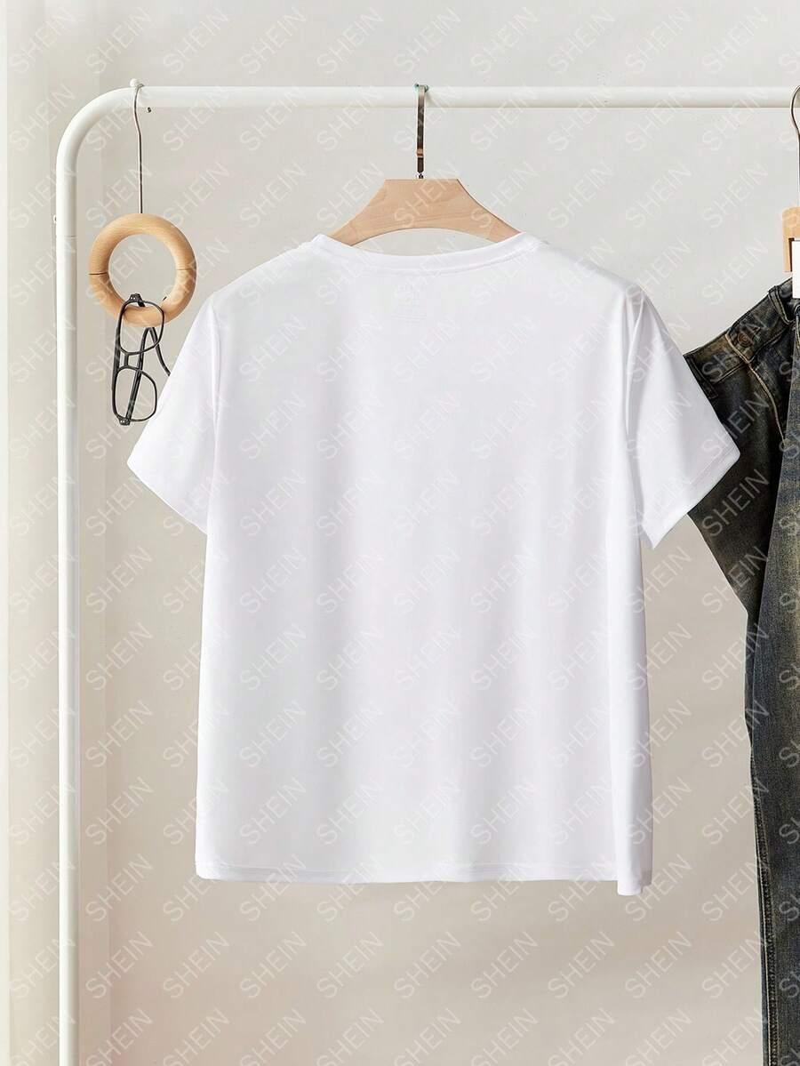 BIAŁY T-SHIRT OKRĄGŁY DEKOLT