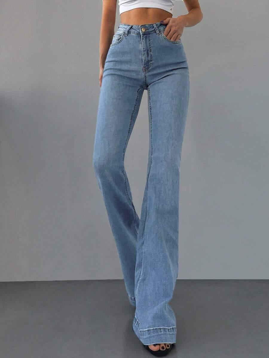 NIEBIESKIE SPODNIE JEANS DZWONY 