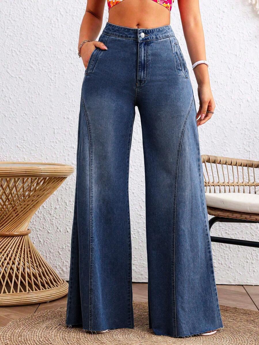 GRANATOWE SPODNIE JEANS