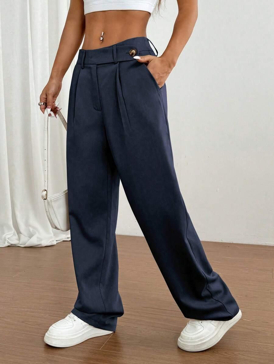 GRANATOWE SPODNIE CASUAL