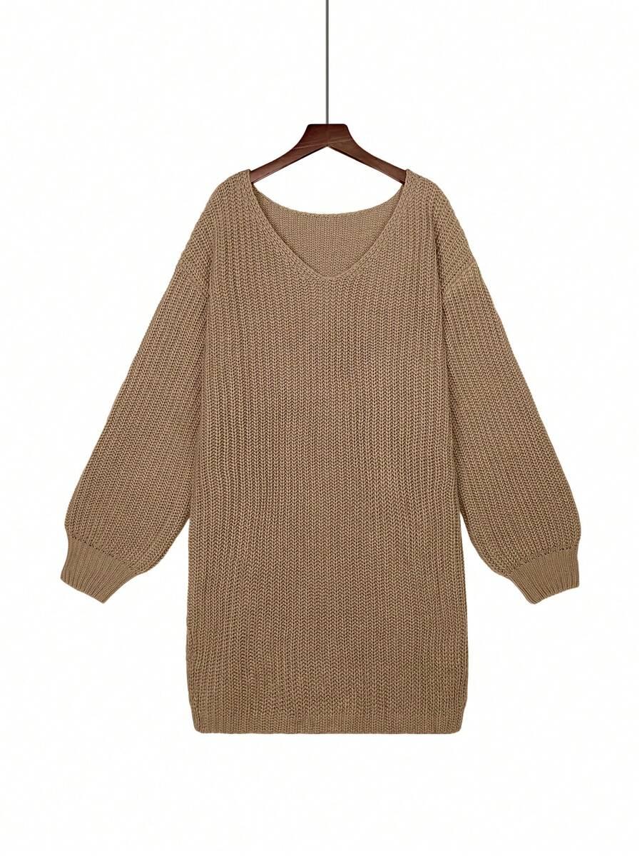 DZIANINOWA MINI SUKINEKA V NECK