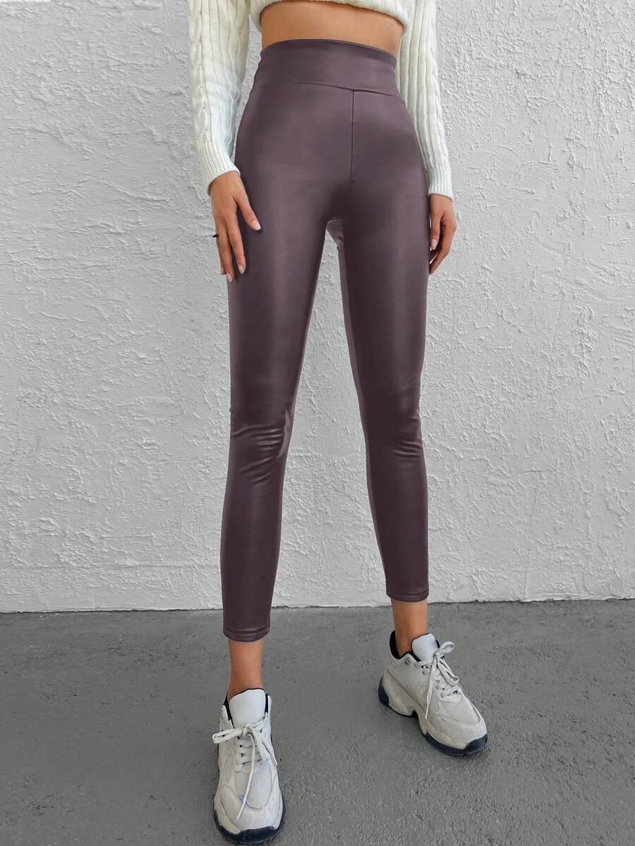 legginsy imitacja skóry wysoki stan