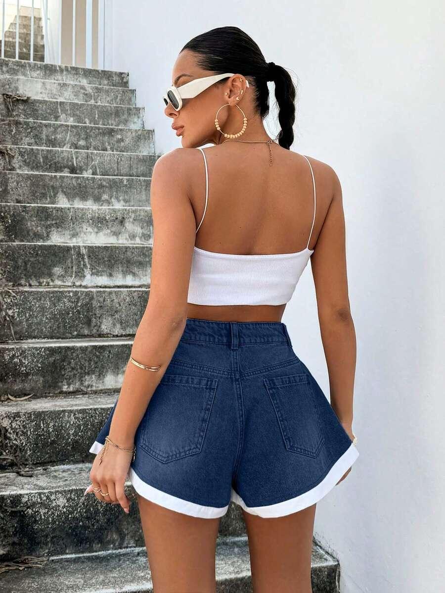 krótkie spodenki jeans kontrast